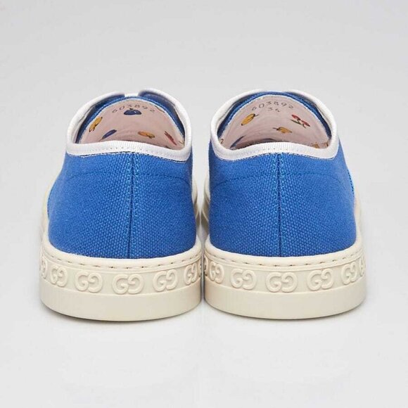 Gucci Blue/Orange Canvas/Rubber Low Top Sneakers Size 3.5/34 - Picture 4 of 5